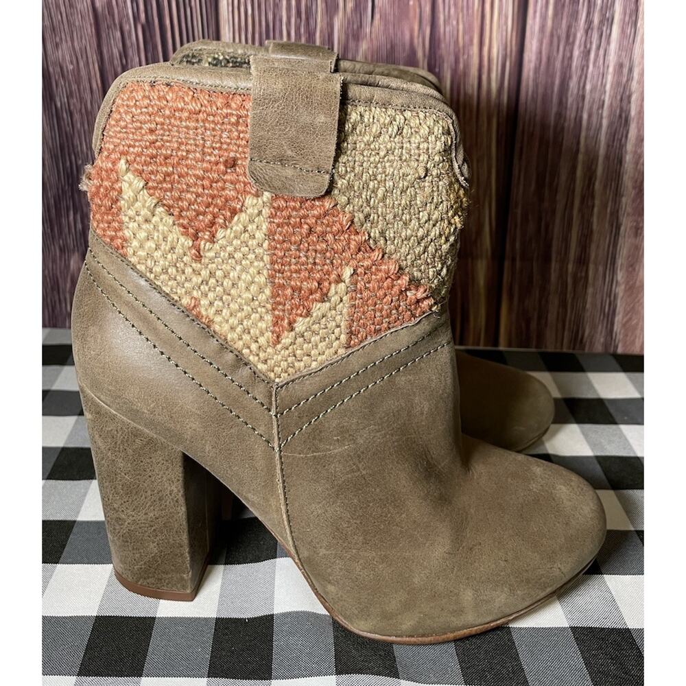 Anthropologie Howsty Leather Multi Goa Misti Boots Booties 37 6.5 Womans